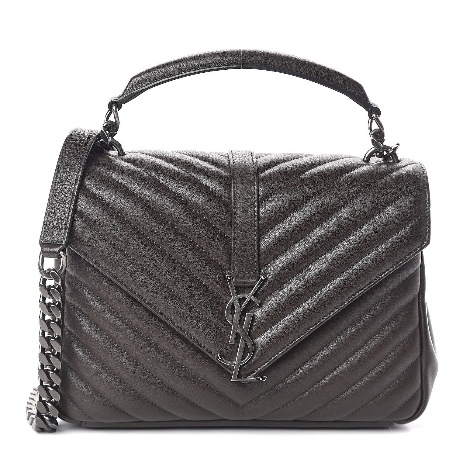 Saint Laurent Calfskin Matelasse Chevron Monogram Medium College Bag Faggio 1 of 9