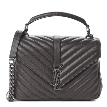 Saint Laurent Calfskin Matelasse Chevron Monogram Medium College Bag Faggio 1 of 9