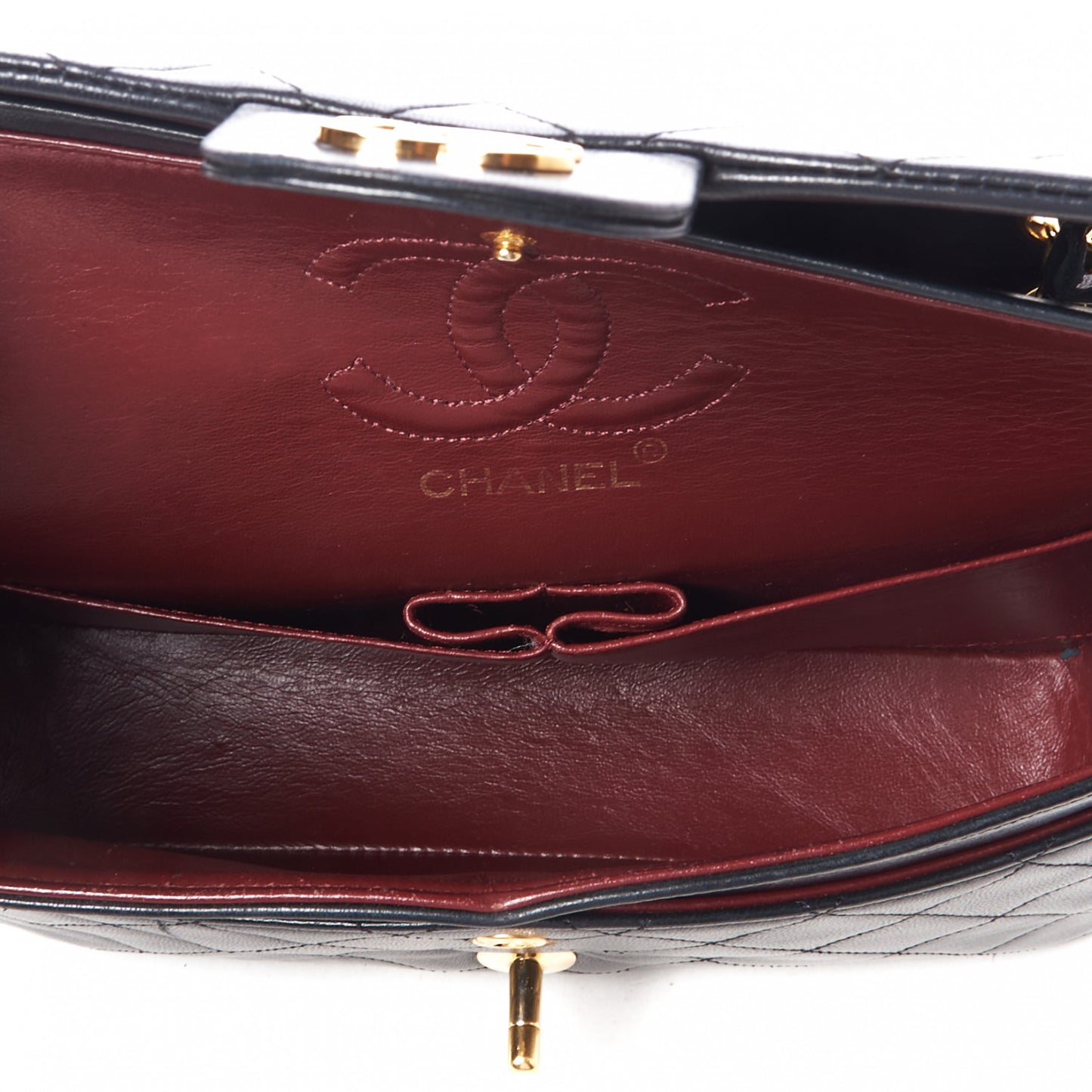 Lambskin Quilted Small Double Flap Black