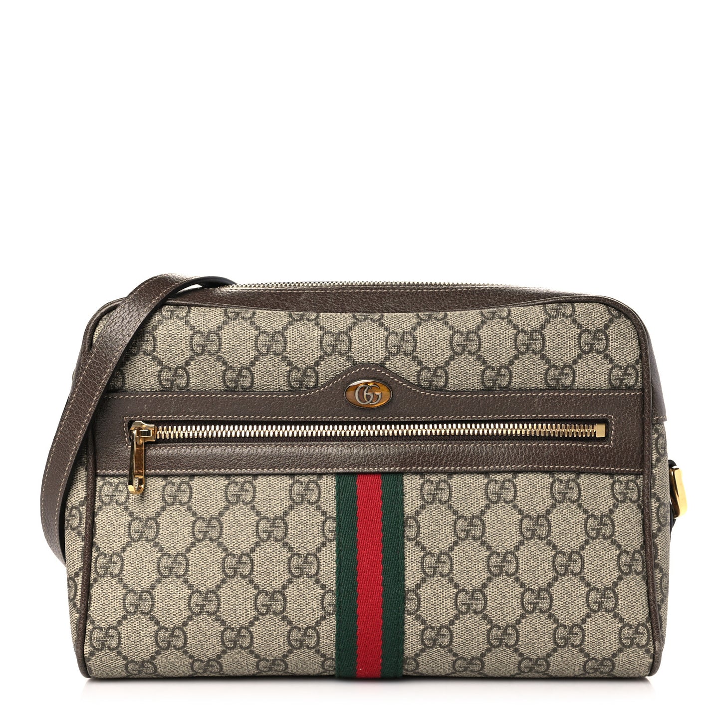 GG Supreme Monogram Web Small Ophidia Shoulder Bag Brown