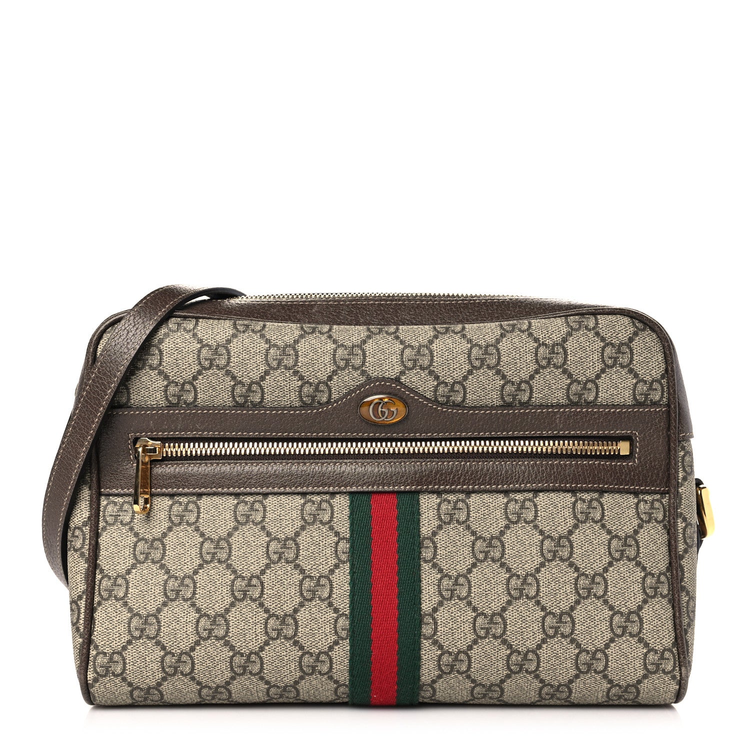 Gucci GG Supreme Monogram Web Small Ophidia Shoulder Bag Brown 1 of 9