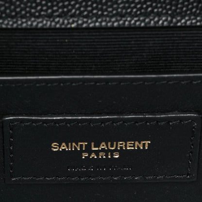 Saint Laurent Grain De Poudre Textured Mixed Matelasse Triquilt Medium Monogram Satchel Black 6 of 8