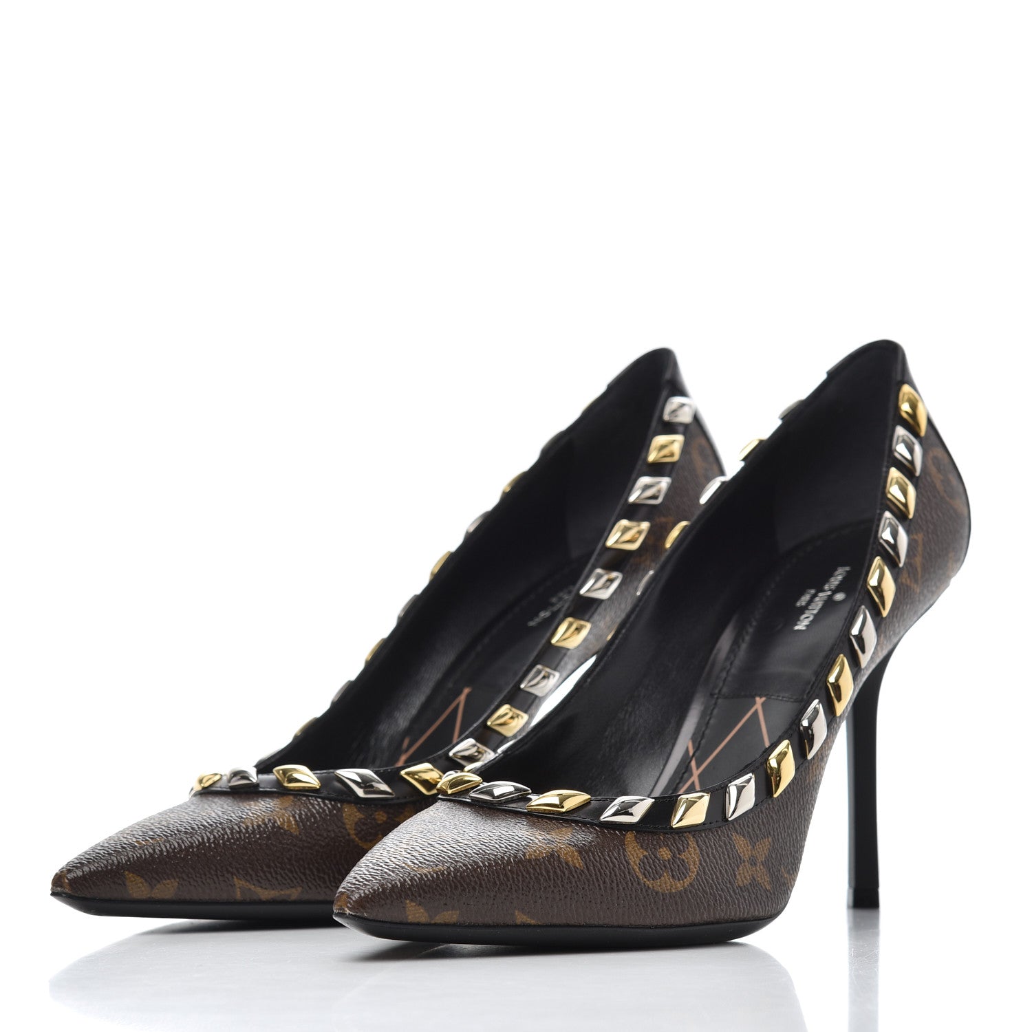 Louis Vuitton Calfskin Monogram Eldorado Pumps 38 Cacao 3 of 12