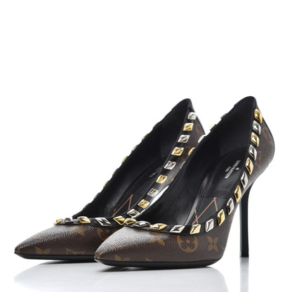 Louis Vuitton Calfskin Monogram Eldorado Pumps 38 Cacao 3 of 12