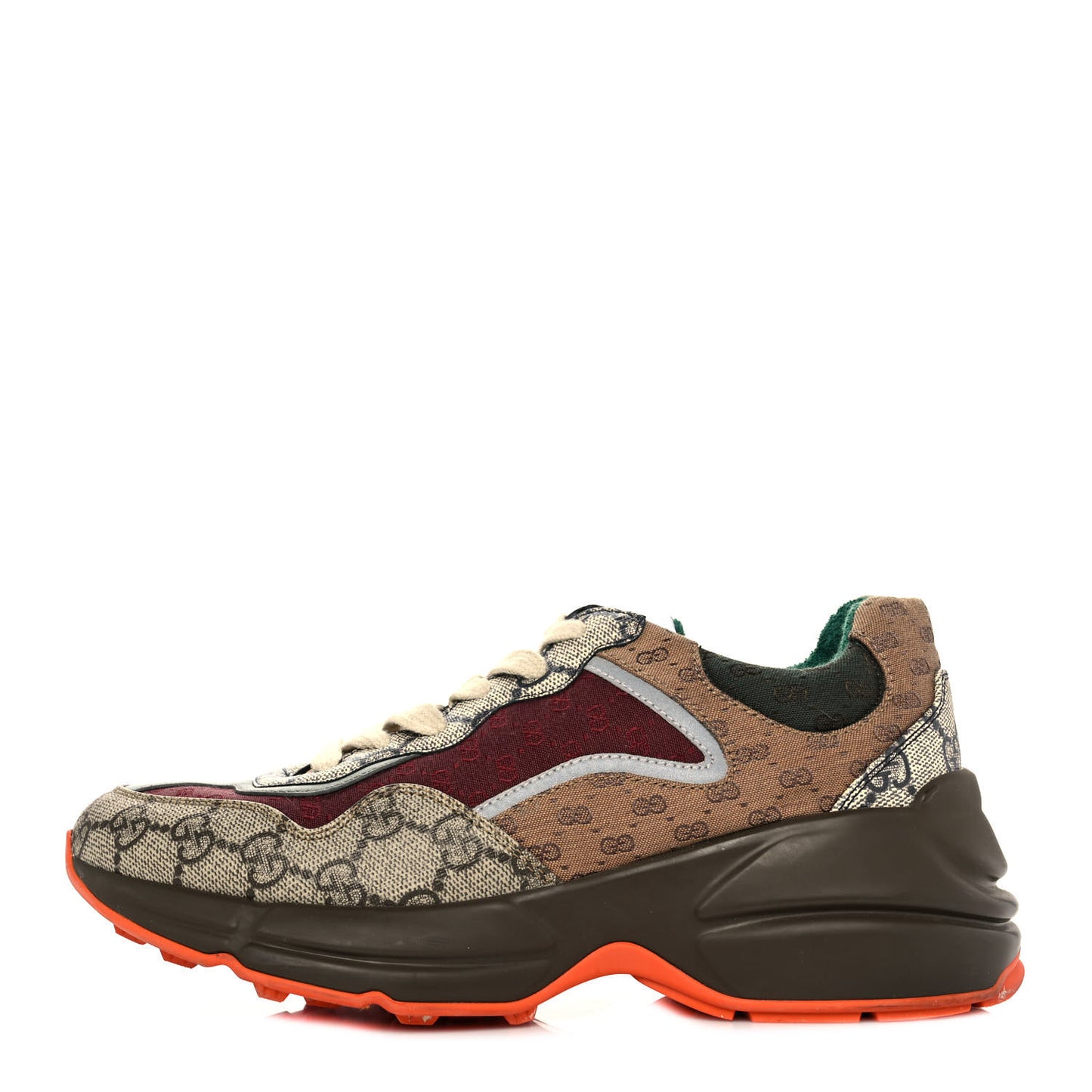 GG Supreme Monogram Mix Monogram Womens Rhyton Sneakers 37 Bordeaux Beige Ebony