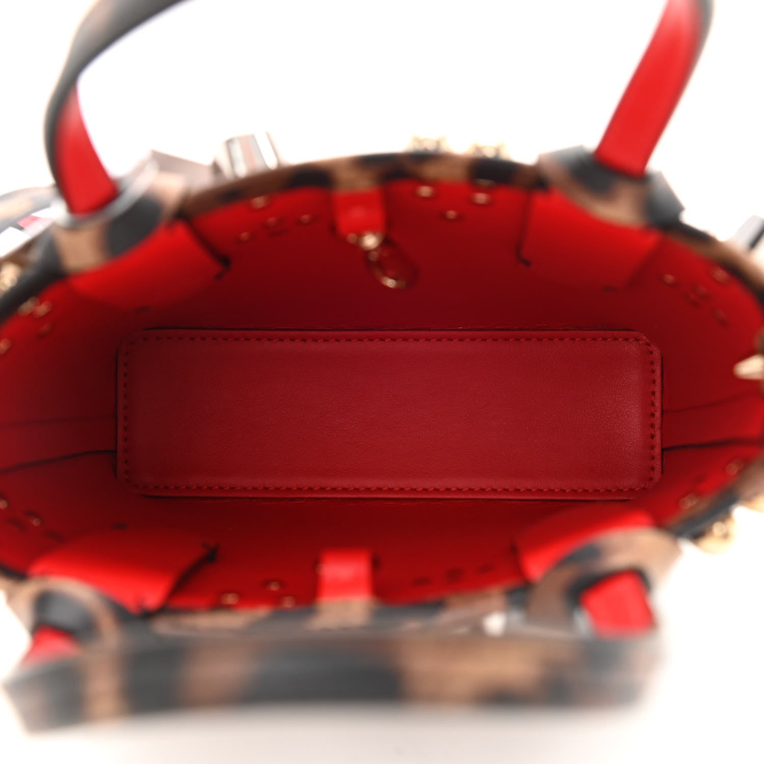 Christian Louboutin Calfskin Leopard Spike Studded Mini North South Cabata Tote Multicolor 5 of 7