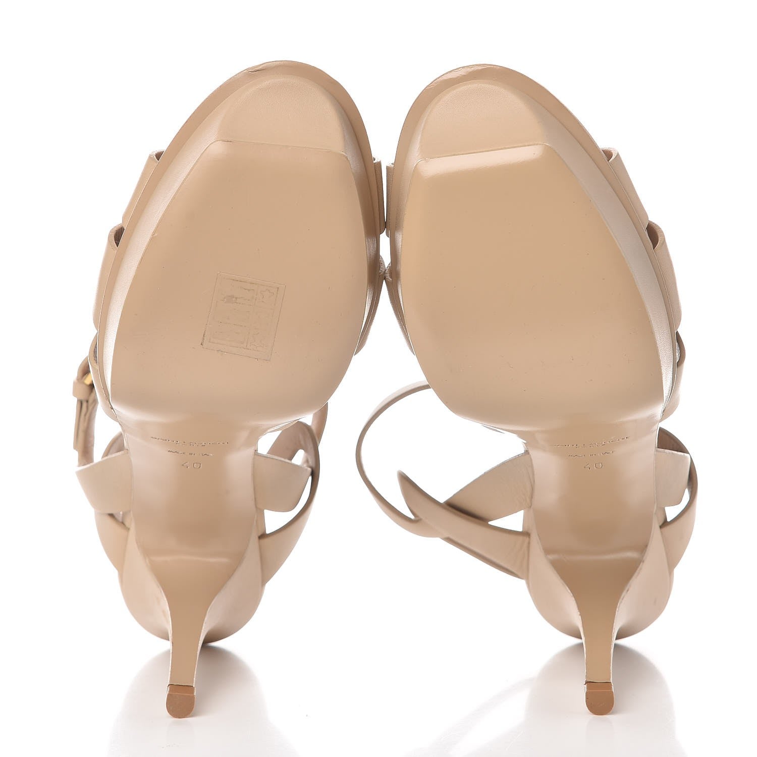 Saint Laurent Calfskin Tribute 75 Platform Sandals 40 Nude Powder 5 of 8