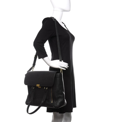 3.1 Phillip Lim 3.1 Textured Calfskin Large Pashli Satchel Black 2 of 9