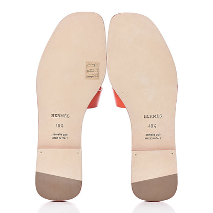 Hermes Calfskin Oran Sandals 40.5 Pavot 5 of 9