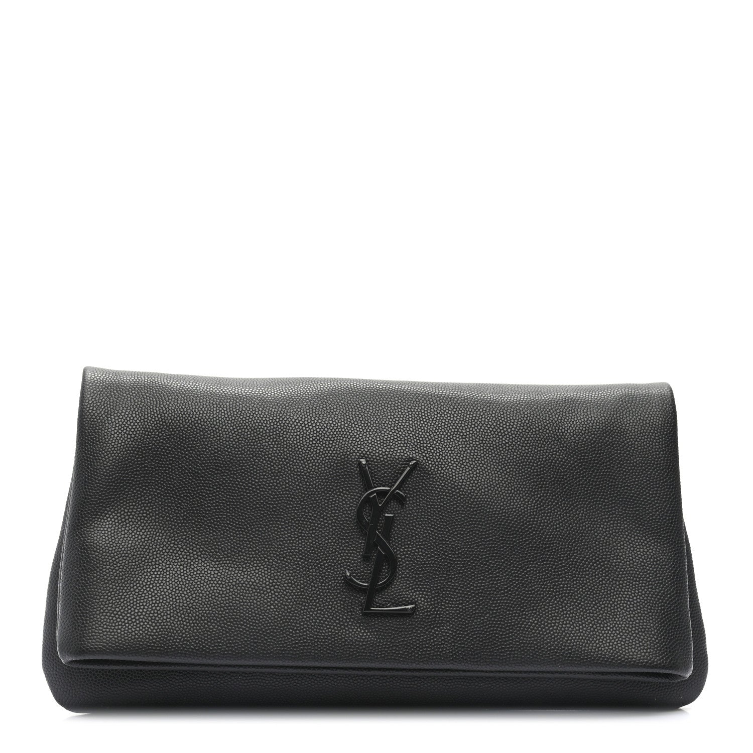 Saint Laurent Grain De Poudre West Hollywood Monogram Fold Over Clutch Black 1 of 8