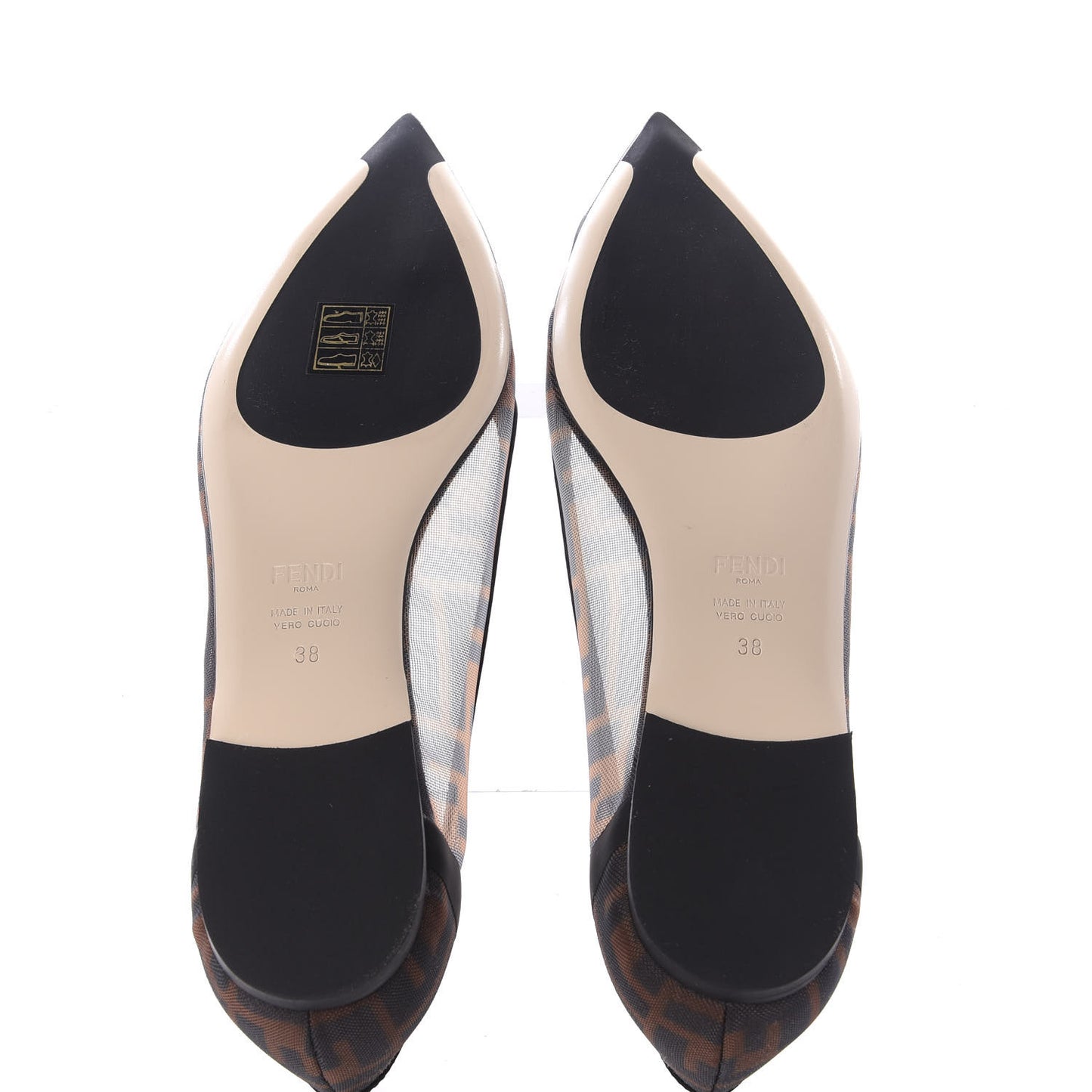 Mesh FF Skimmer Ballerina Flats 38 Tobacco Moro Black