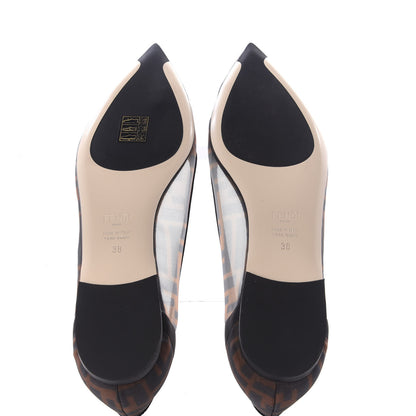 Fendi Mesh FF Skimmer Ballerina Flats 38 Tobacco Moro Black 6 of 10