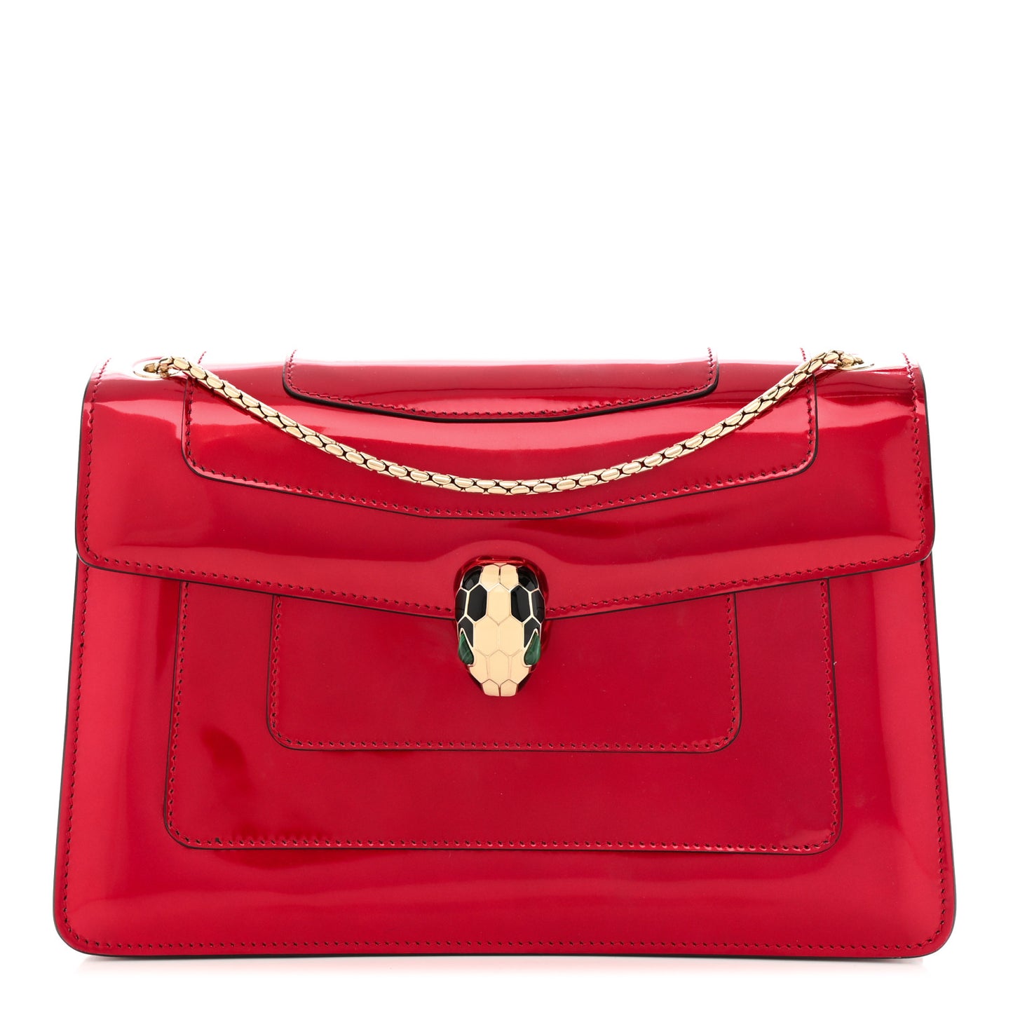 Metallic Calfskin Serpenti Forever Shoulder Bag Red