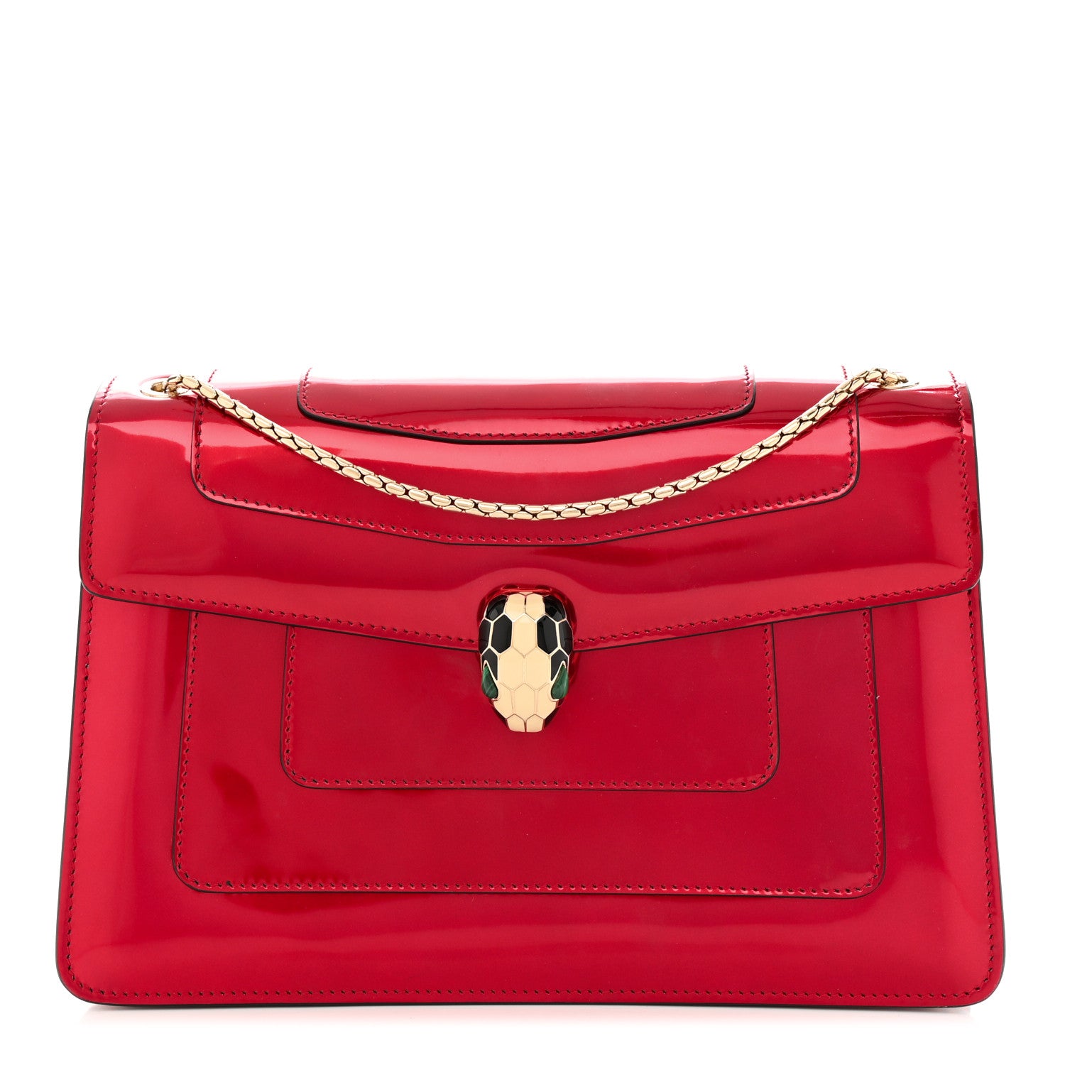 Bulgari Metallic Calfskin Serpenti Forever Shoulder Bag Red 3 of 11