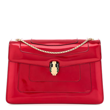 Bulgari Metallic Calfskin Serpenti Forever Shoulder Bag Red 3 of 11