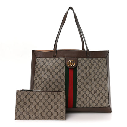 Gucci GG Supreme Monogram Web Ophidia Tote Brown 3 of 11