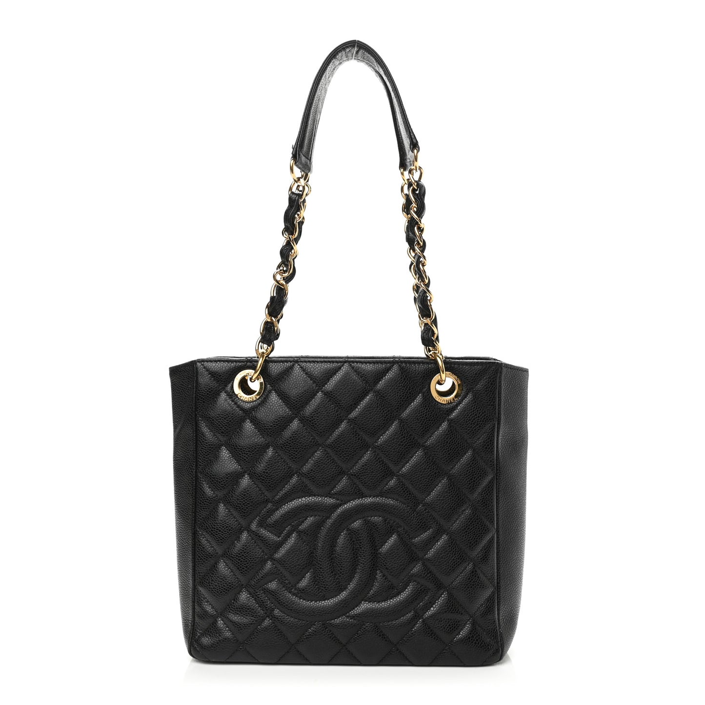 Caviar Quilted Petit Shopping Tote PST Black