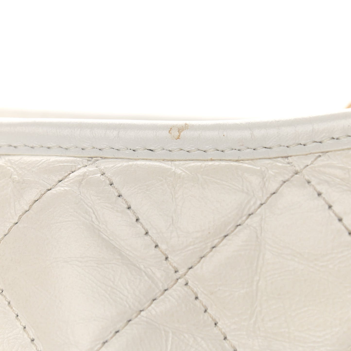 Aged Calfskin Quilted Large Gabrielle Hobo White