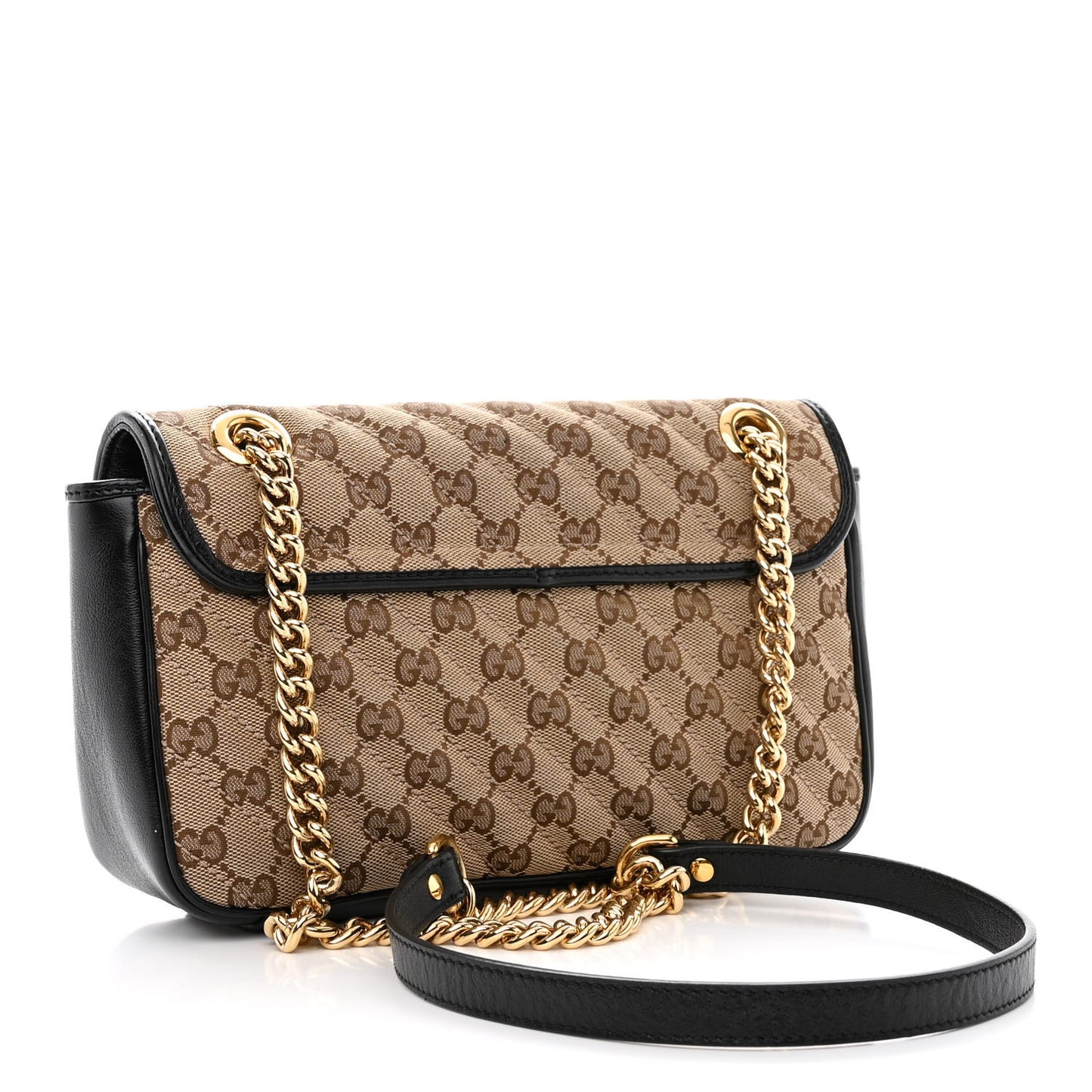 Monogram Matelasse Diagonal Small GG Marmont Shoulder Bag Beige Black