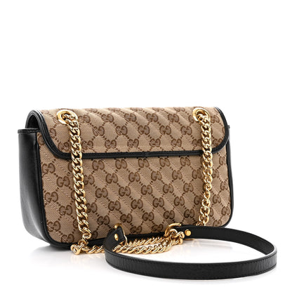 Gucci Monogram Matelasse Diagonal Small GG Marmont Shoulder Bag Beige Black 2 of 9
