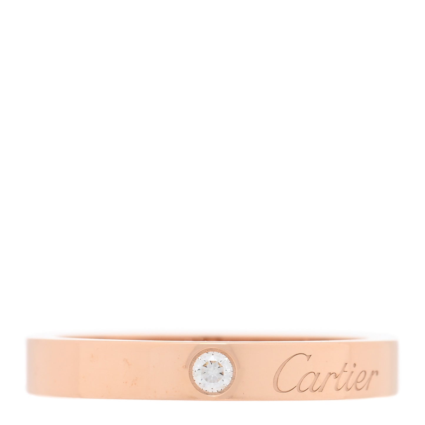 18K Pink Gold Diamond 3mm C De Cartier Wedding Band Ring 52 6