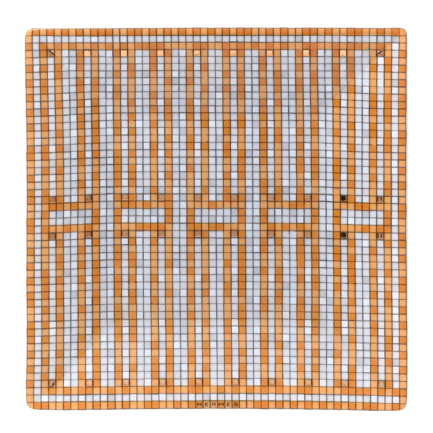 Hermes Porcelain Mosaique au 24 Square Plate N°2 Gold 1 of 3