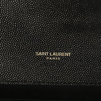 Saint Laurent Grain De Poudre Matelasse Chevron Monogram Envelope Clutch Black 6 of 9