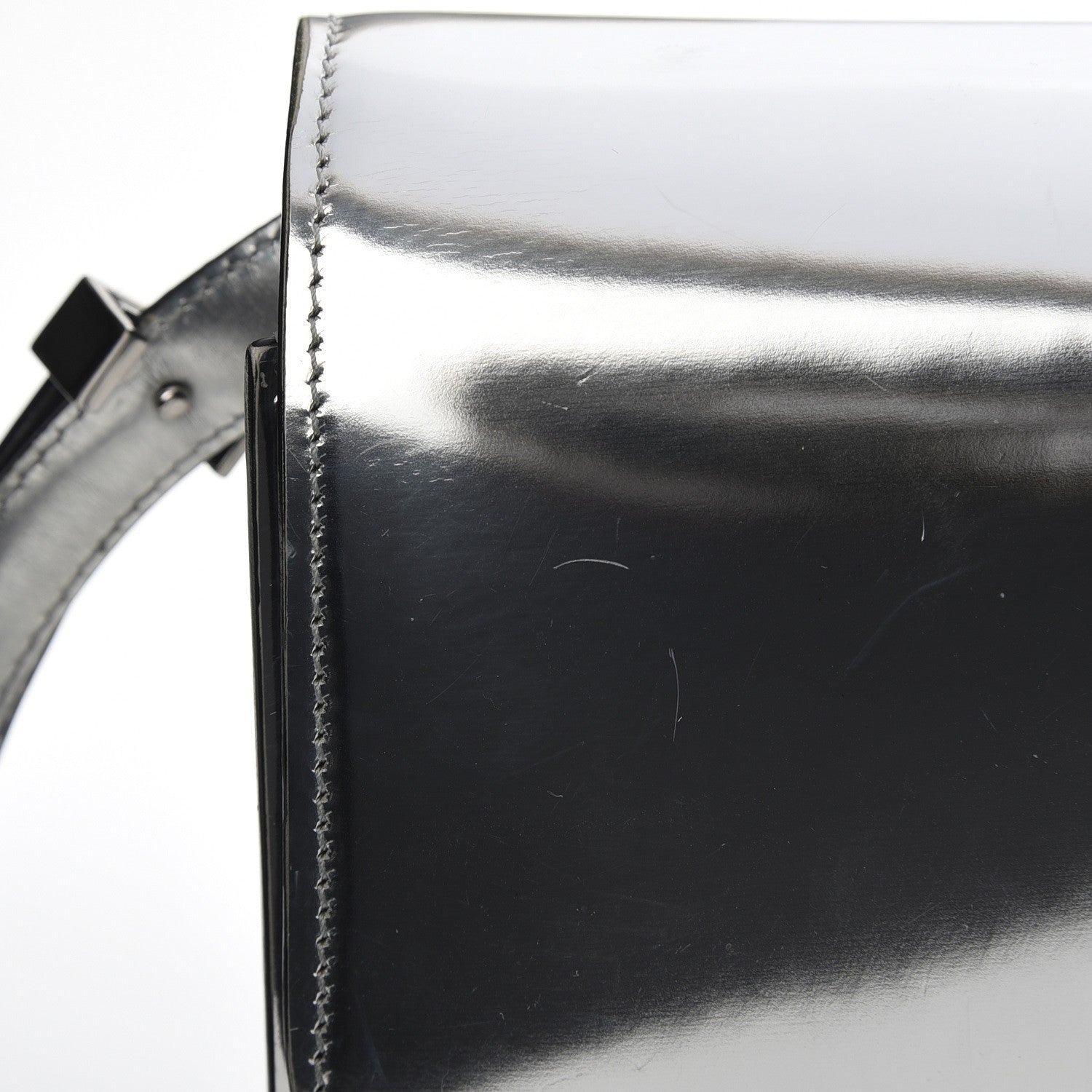 Celine Mirror Box Calfskin Medium Classic Box Flap Bag Silver 10 of 15