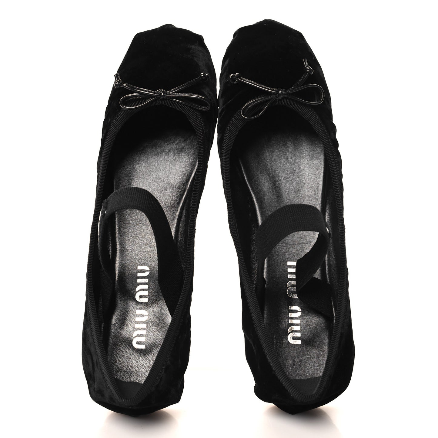 Velluto Froisse Ballerina Flats 38 Black