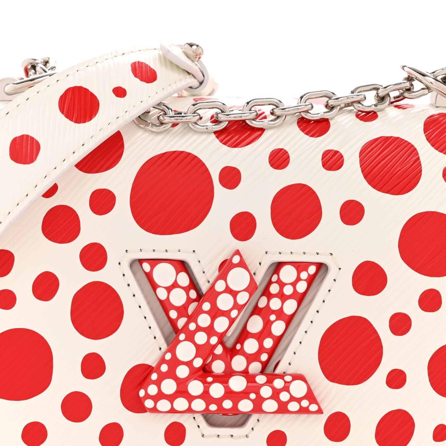 LV X YK Epi Infinity Dots Twist Shoulder Bag PM White Red