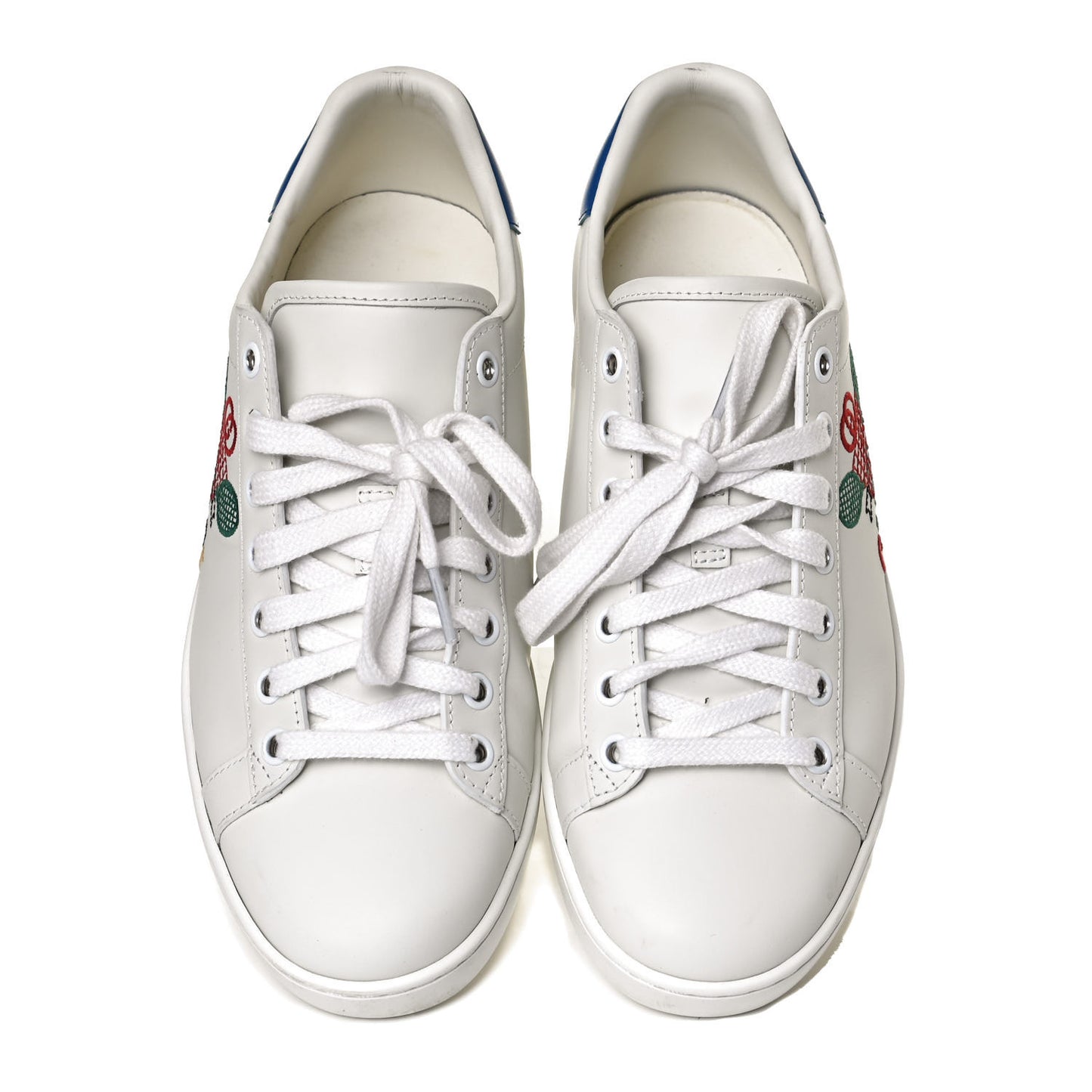 Calfskin Miro Soft Tennis Embroidered Womens Ace Sneakers 39 White Rio Blue