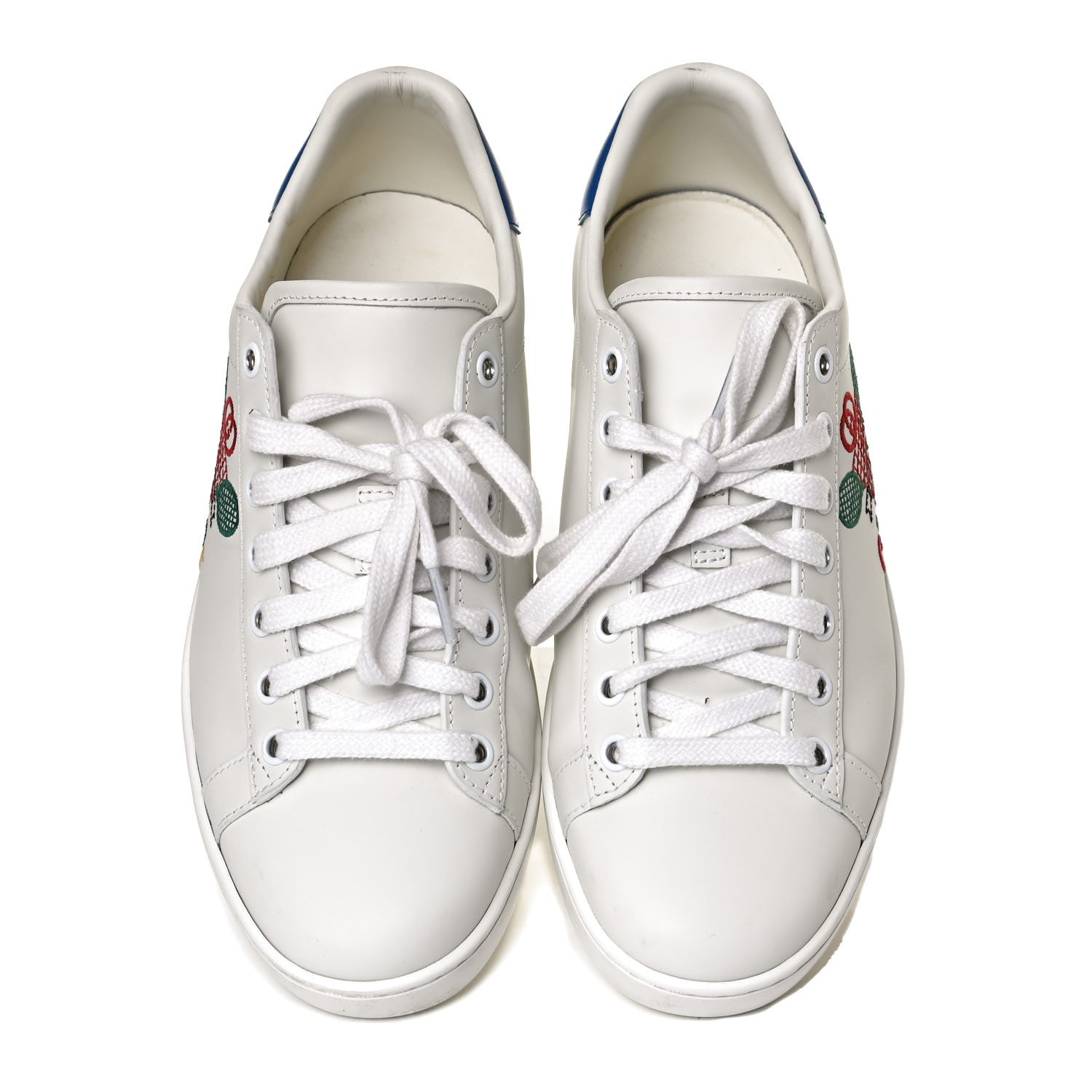 Gucci Calfskin Miro Soft Tennis Embroidered Womens Ace Sneakers 39 White Rio Blue 5 of 12