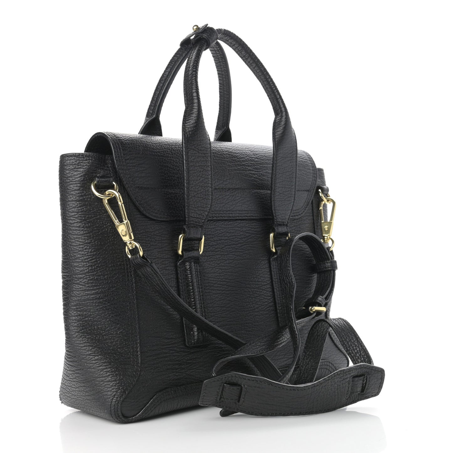 Textured Calfskin Medium Pashli Satchel Black