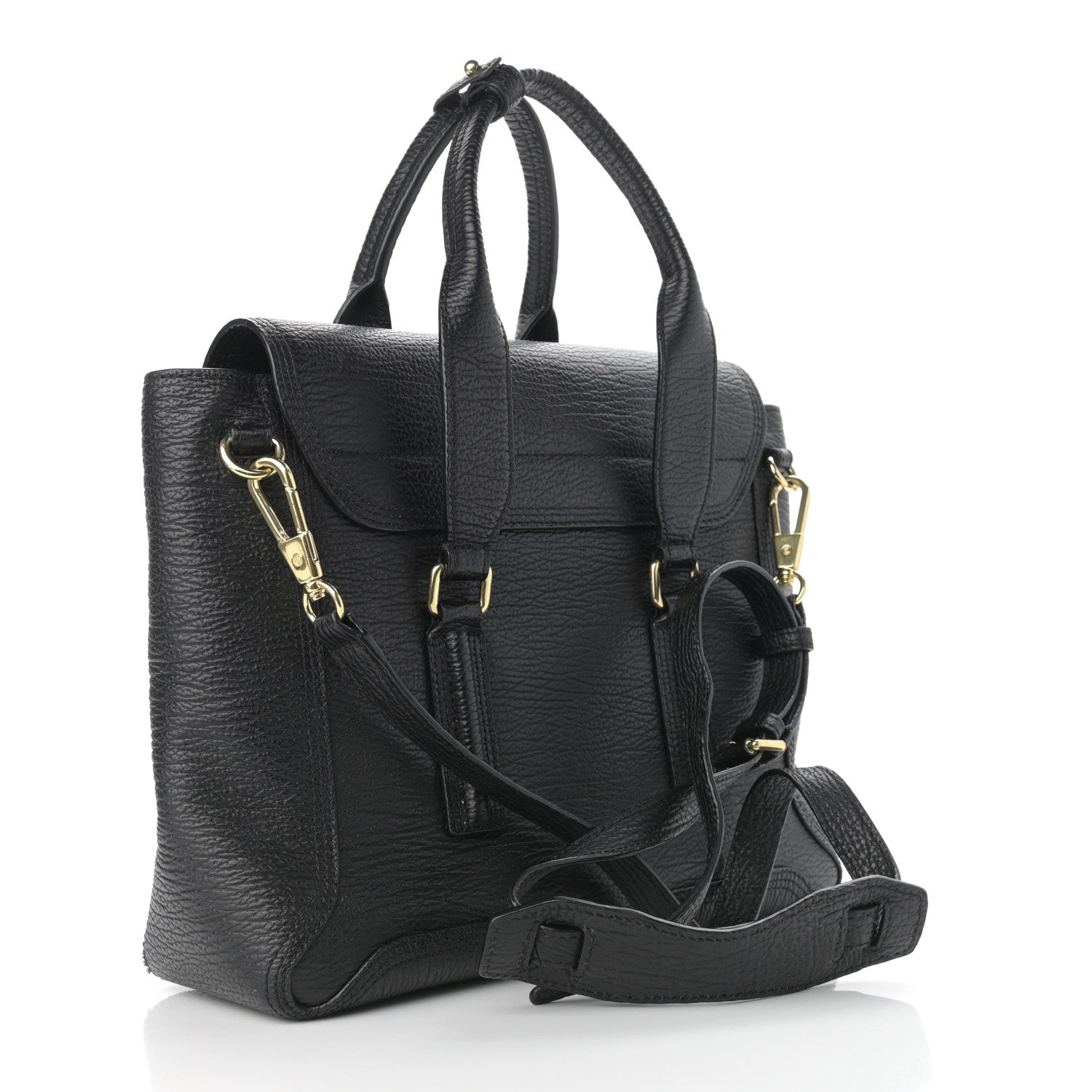 3.1 Phillip Lim Textured Calfskin Medium Pashli Satchel Black 3 of 13