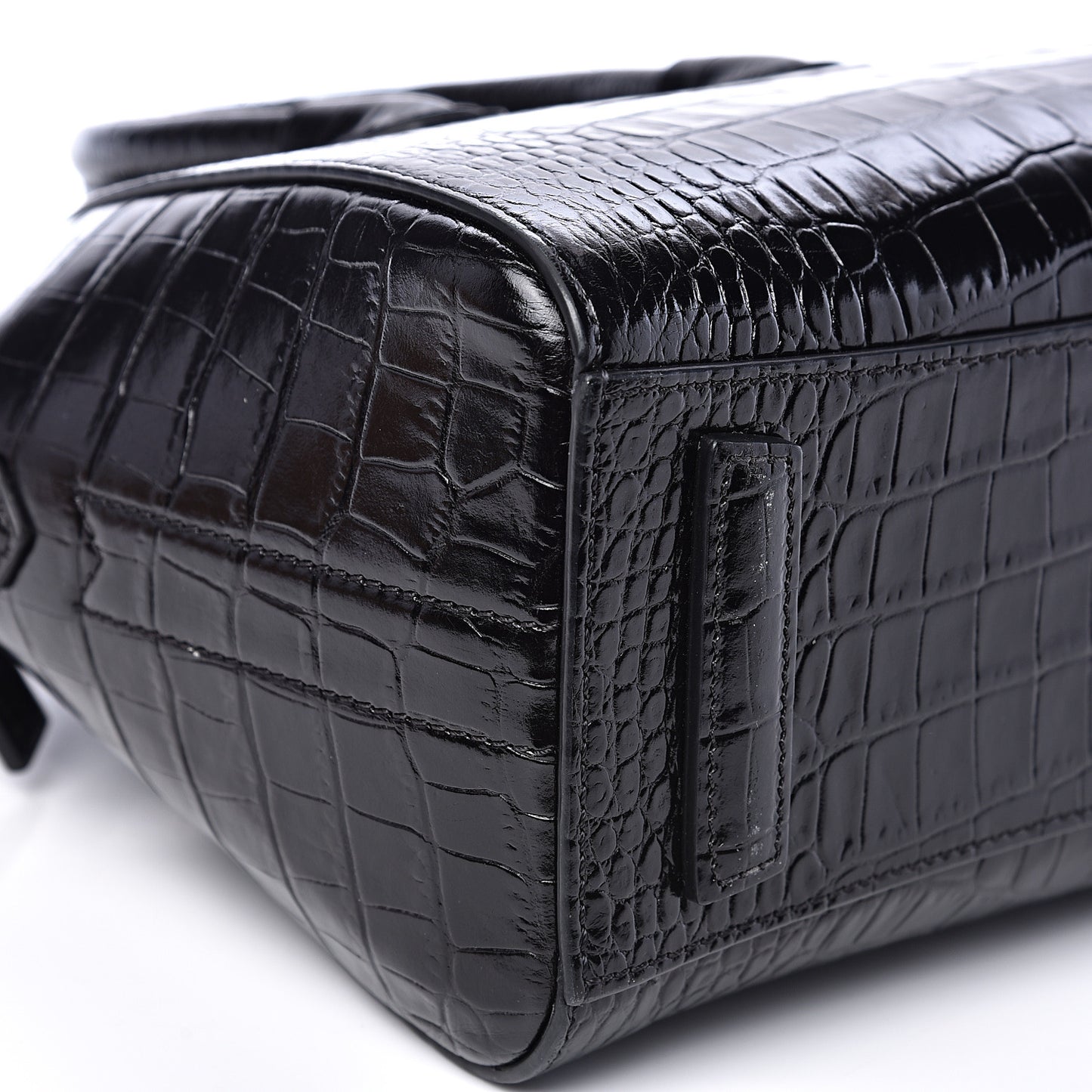 Calfskin Crocodile Embossed Mini Antigona Black