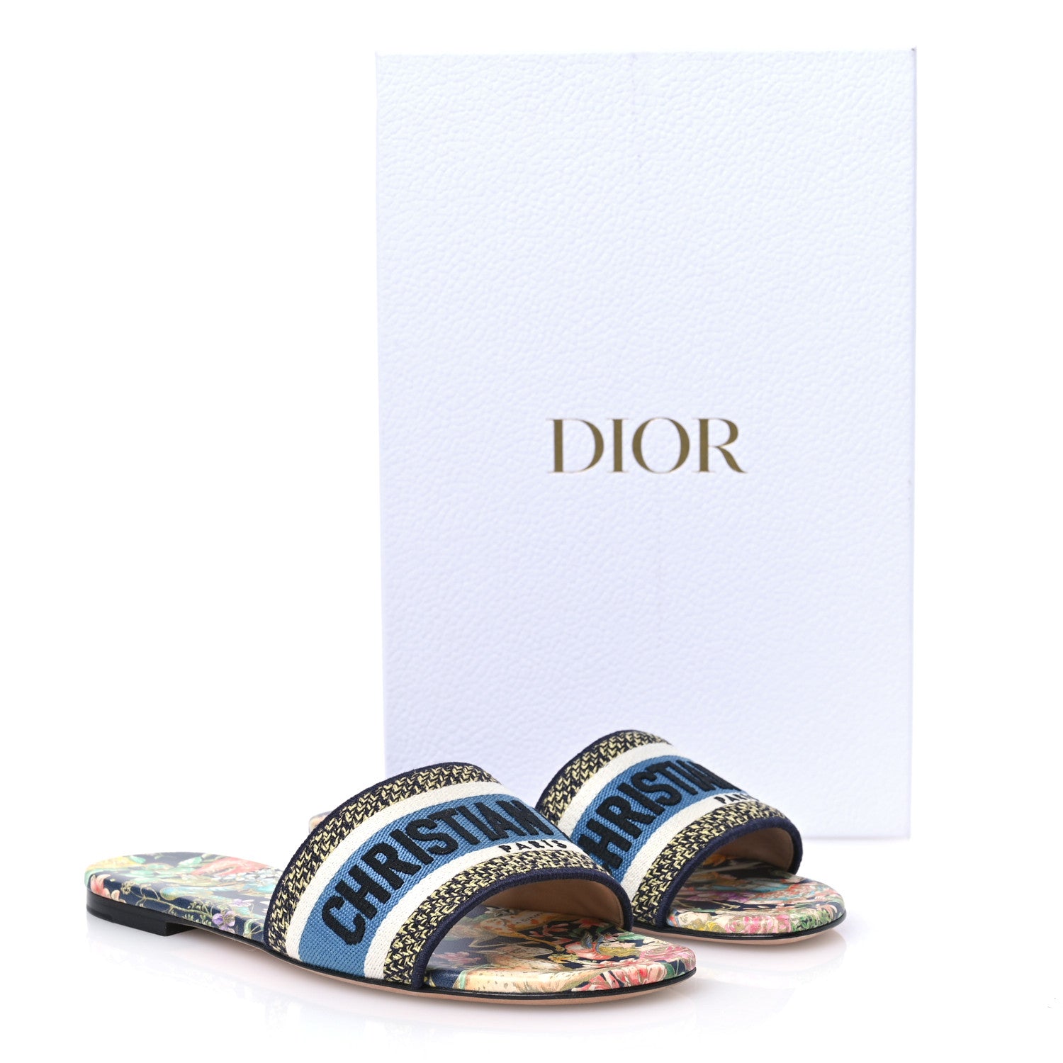 Christian Dior Canvas D-Constellation Embroidered Dway Flat Slide Sandals 36.5 Black Multicolor 9 of 9