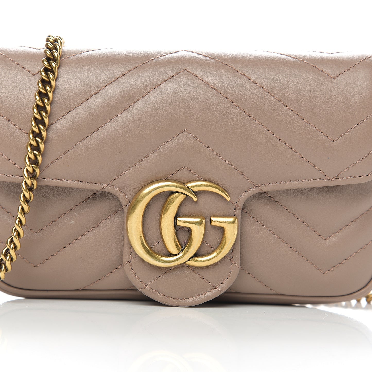 Calfskin Matelasse Super Mini GG Marmont Shoulder Bag Porcelain Rose