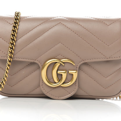 Gucci Calfskin Matelasse Super Mini GG Marmont Shoulder Bag Porcelain Rose 11 of 11
