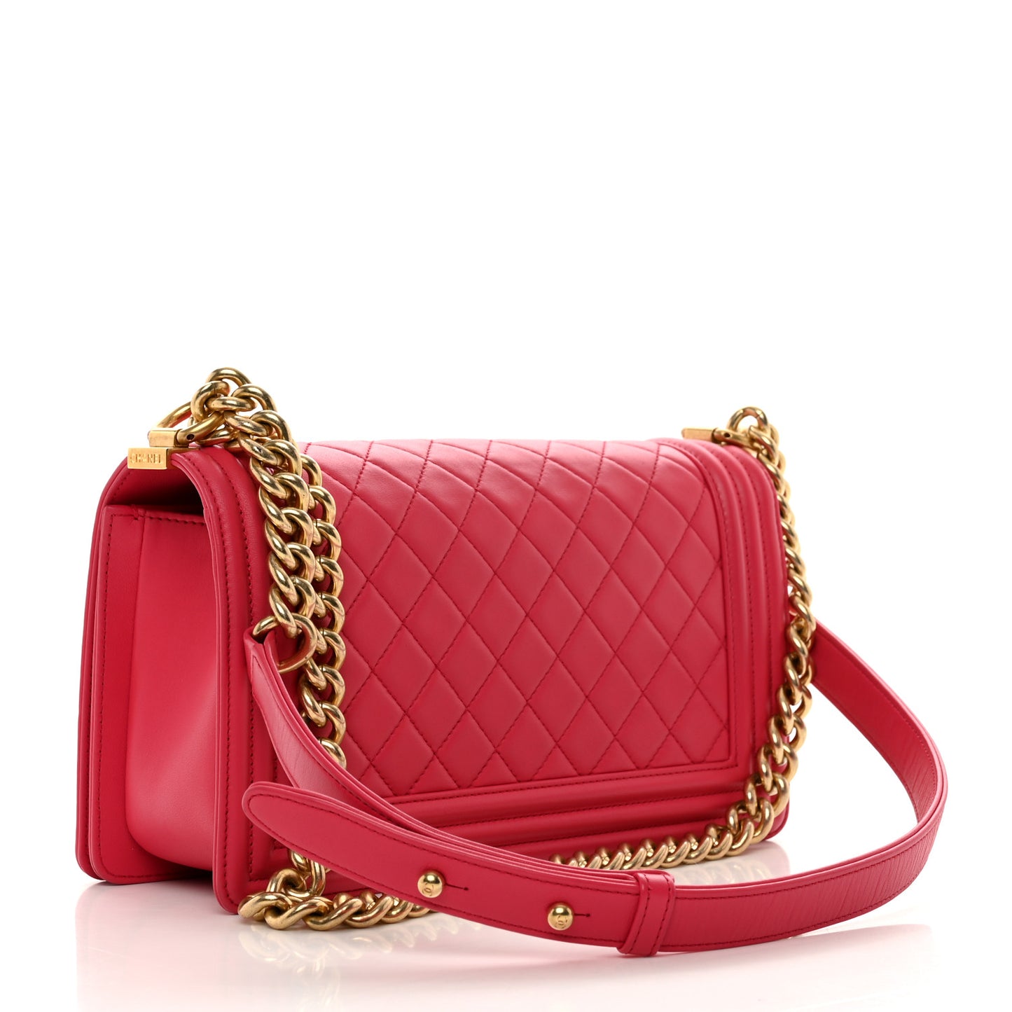 Lambskin Quilted Medium Boy Flap Fuchsia