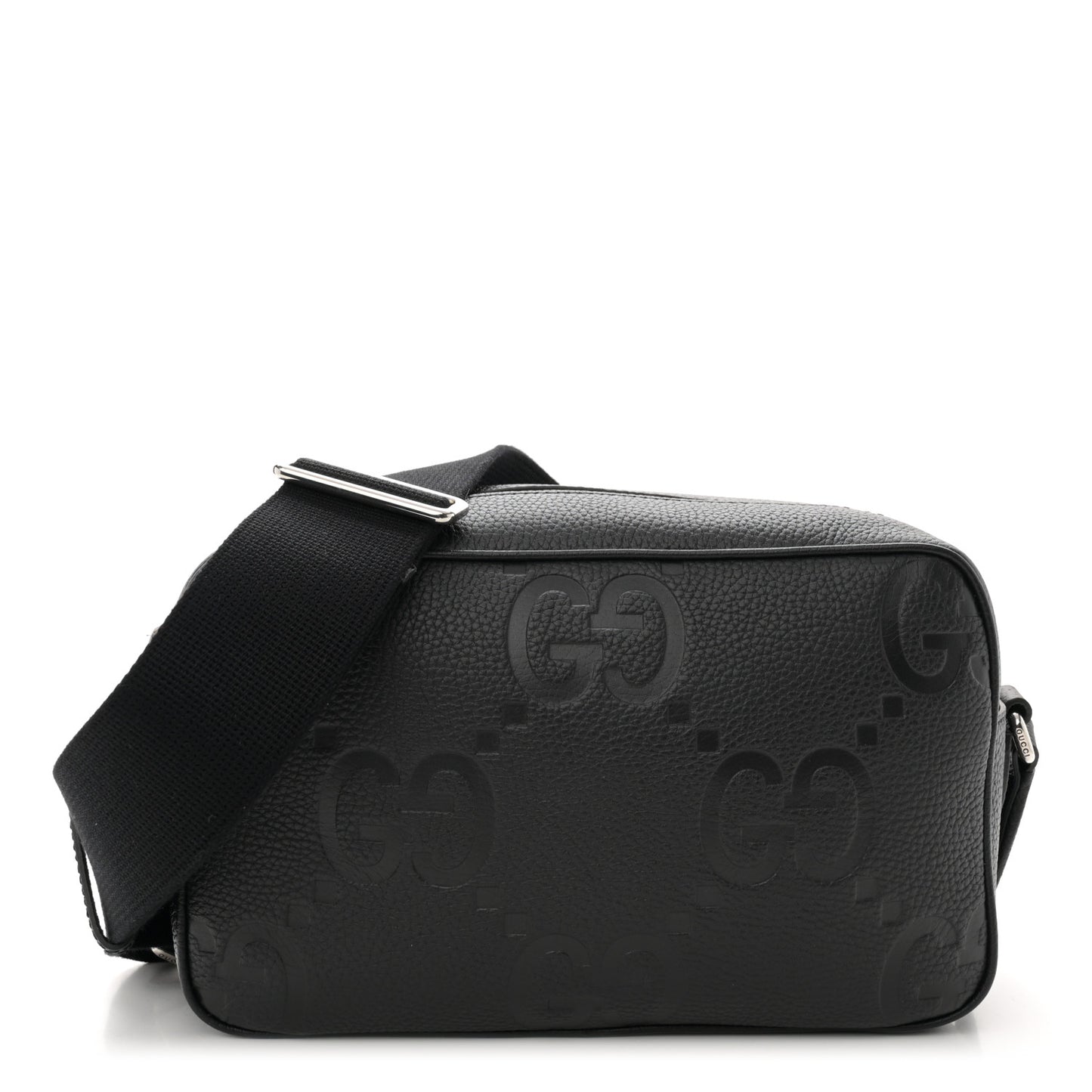 Piuma Calfskin Jumbo GG Embossed Messenger Bag Black