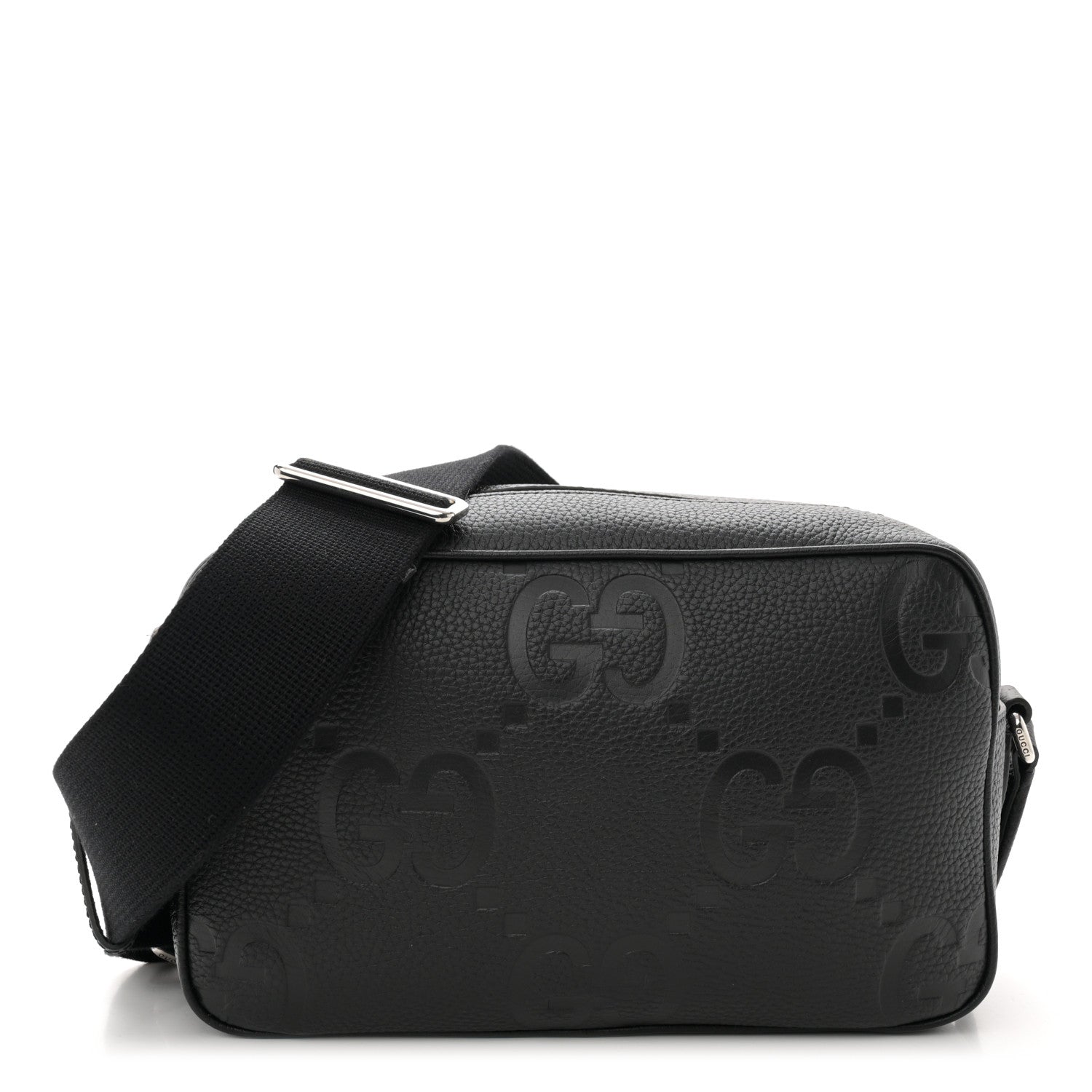 Gucci Piuma Calfskin Jumbo GG Embossed Messenger Bag Black 1 of 12