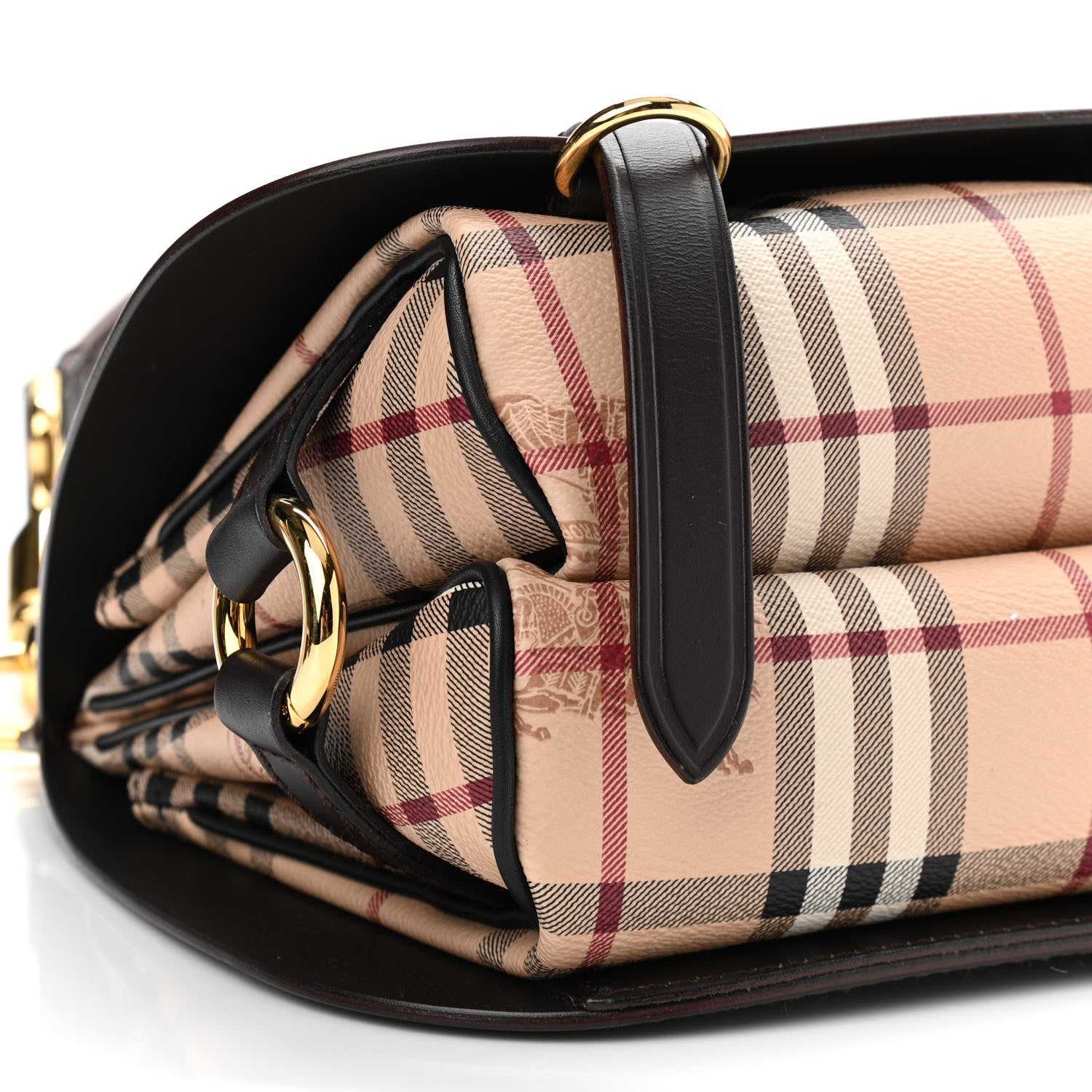 Burberry Haymarket Check Large Bridle Saddle Bag Dark Clove Brown 9 of 10