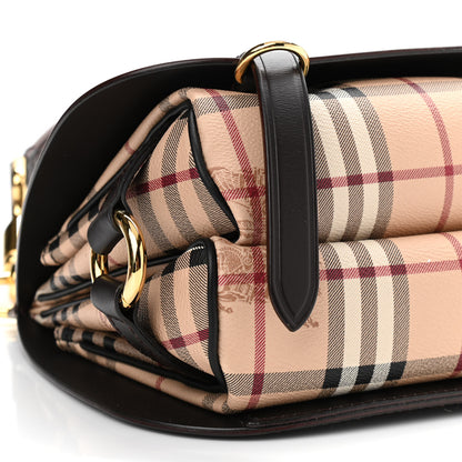 Burberry Haymarket Check Large Bridle Saddle Bag Dark Clove Brown 9 of 10