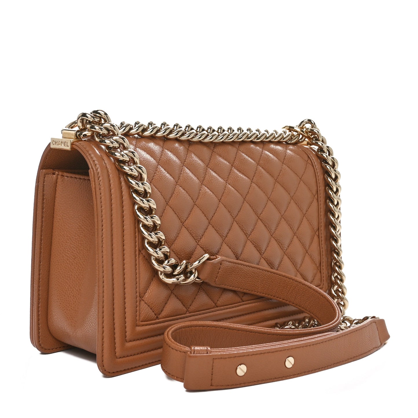 Caviar Quilted Medium Boy Flap Brown