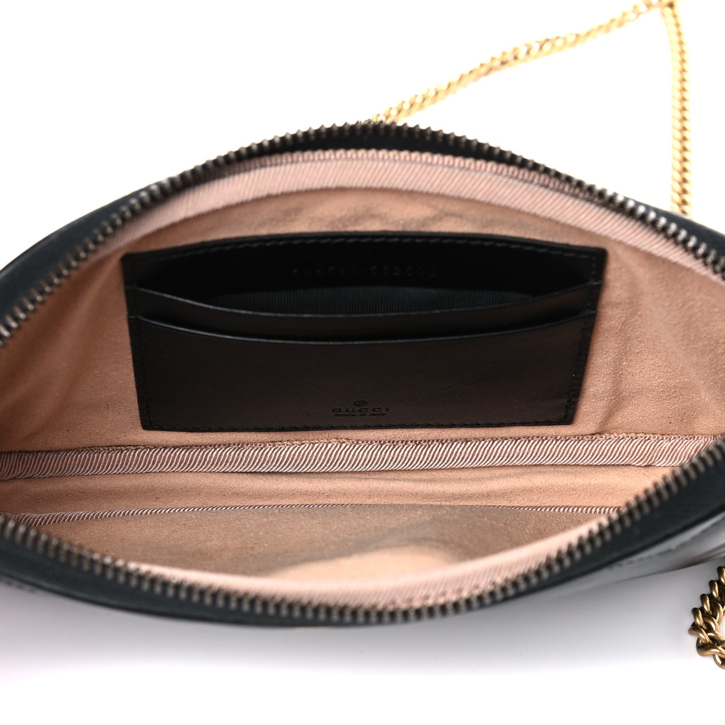 Calfskin Matelasse Mini GG Marmont Chain Crossbody Bag Black