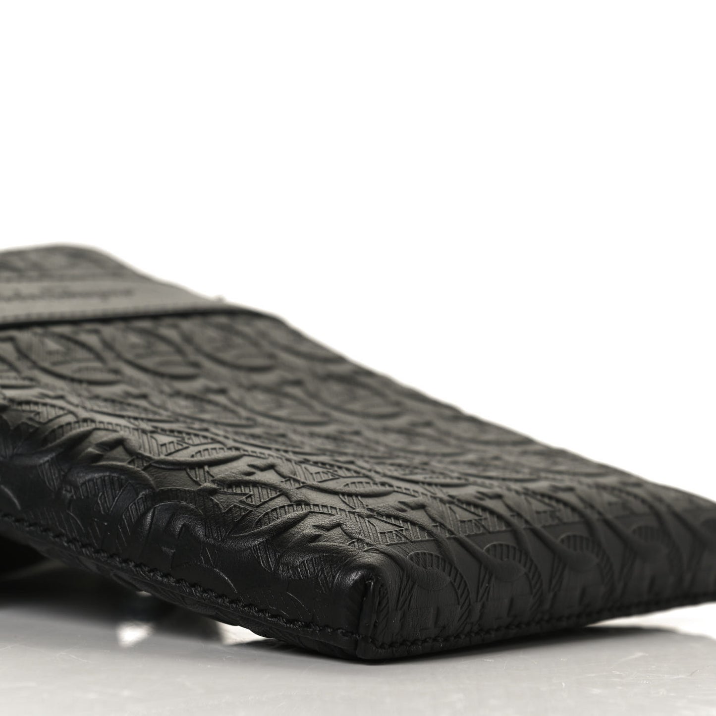 Calfskin Gancini Embossed Travel Pouch Black