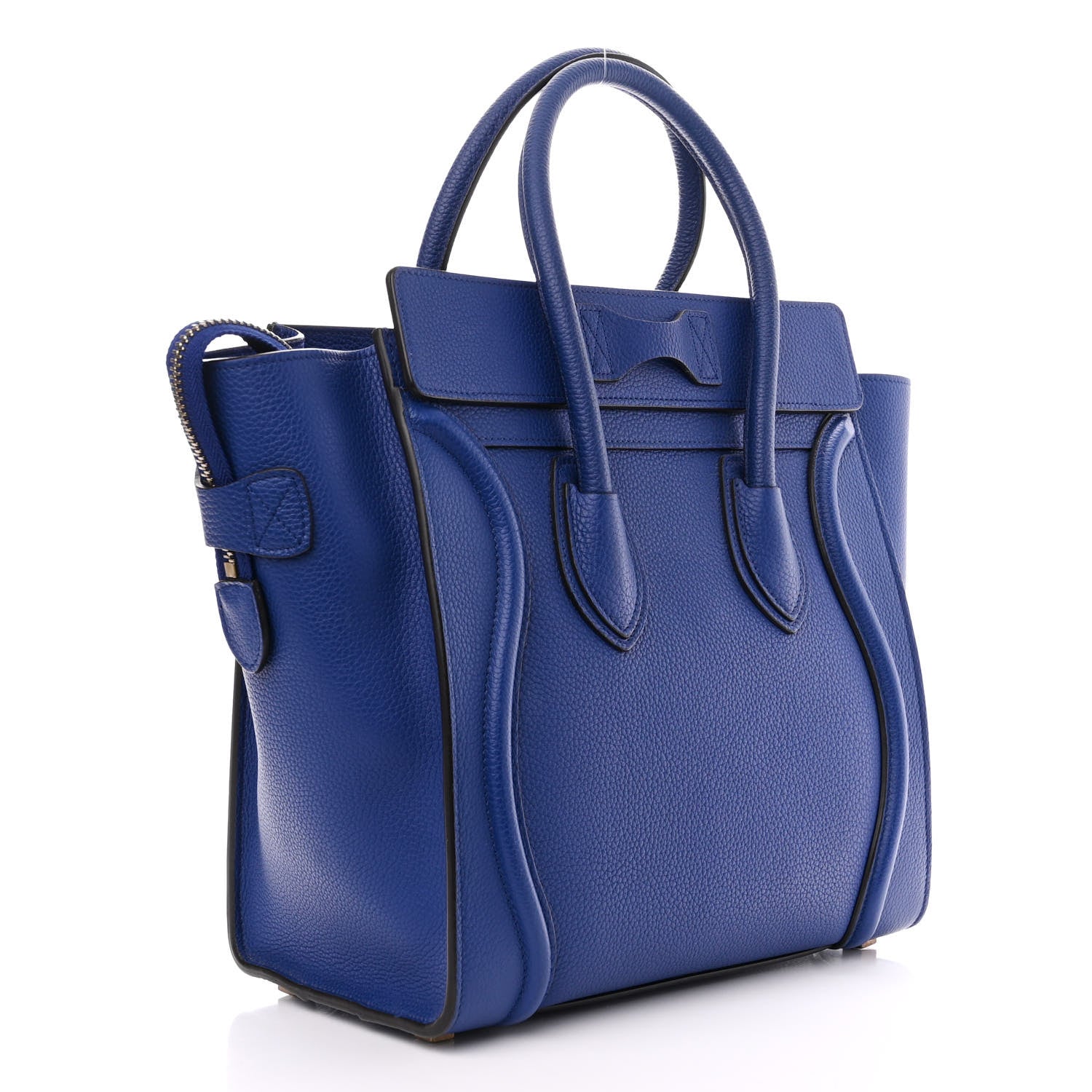 Celine Drummed Calfskin Micro Luggage Indigo 3 of 9