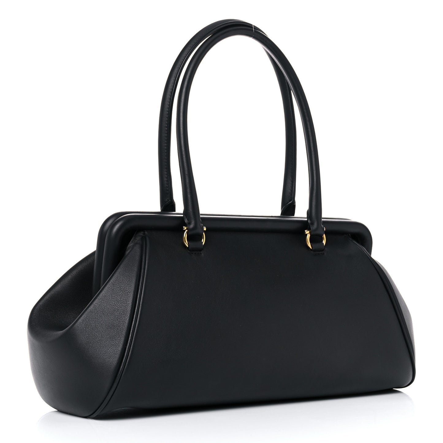 Calfskin Frame Satchel Black