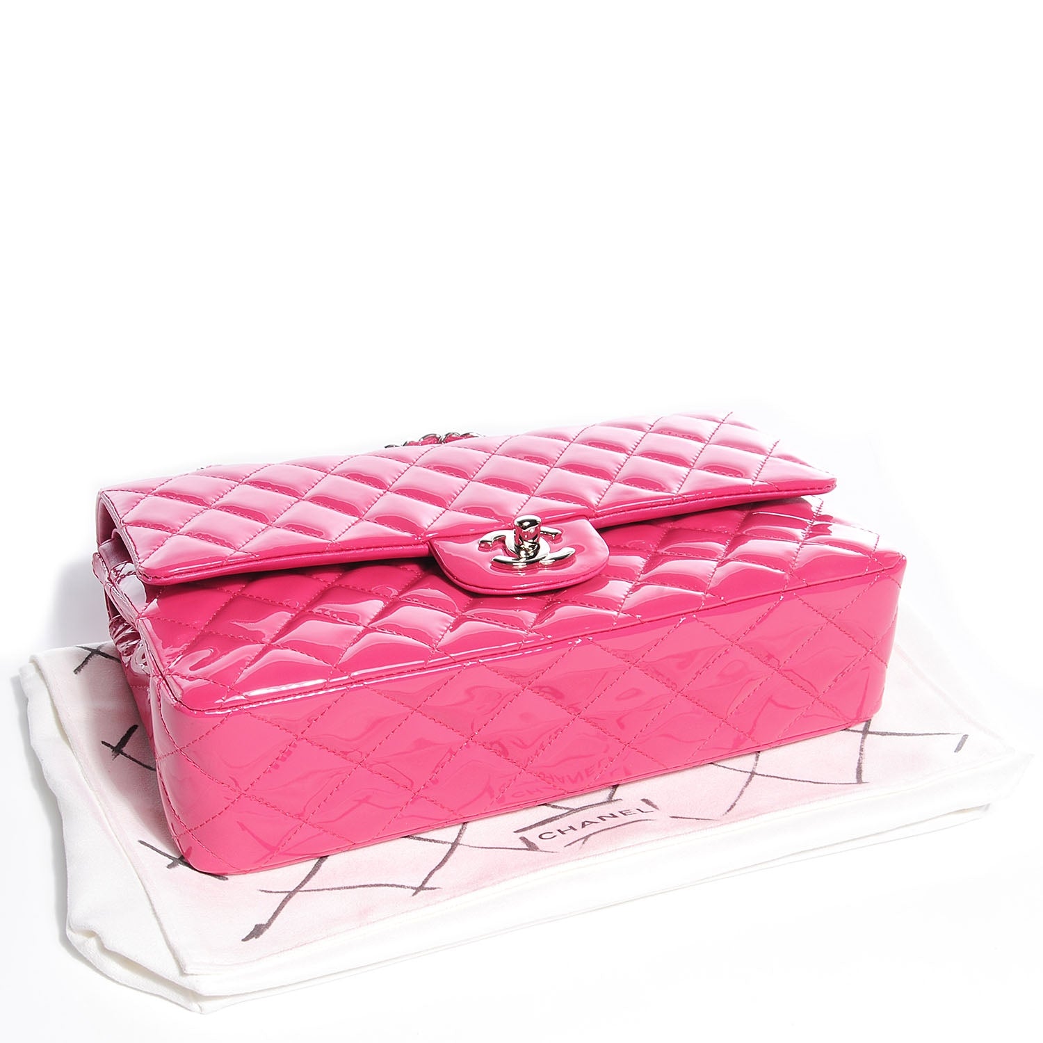 Chanel Patent Quilted Medium Double Flap Fuchsia 4 of 9