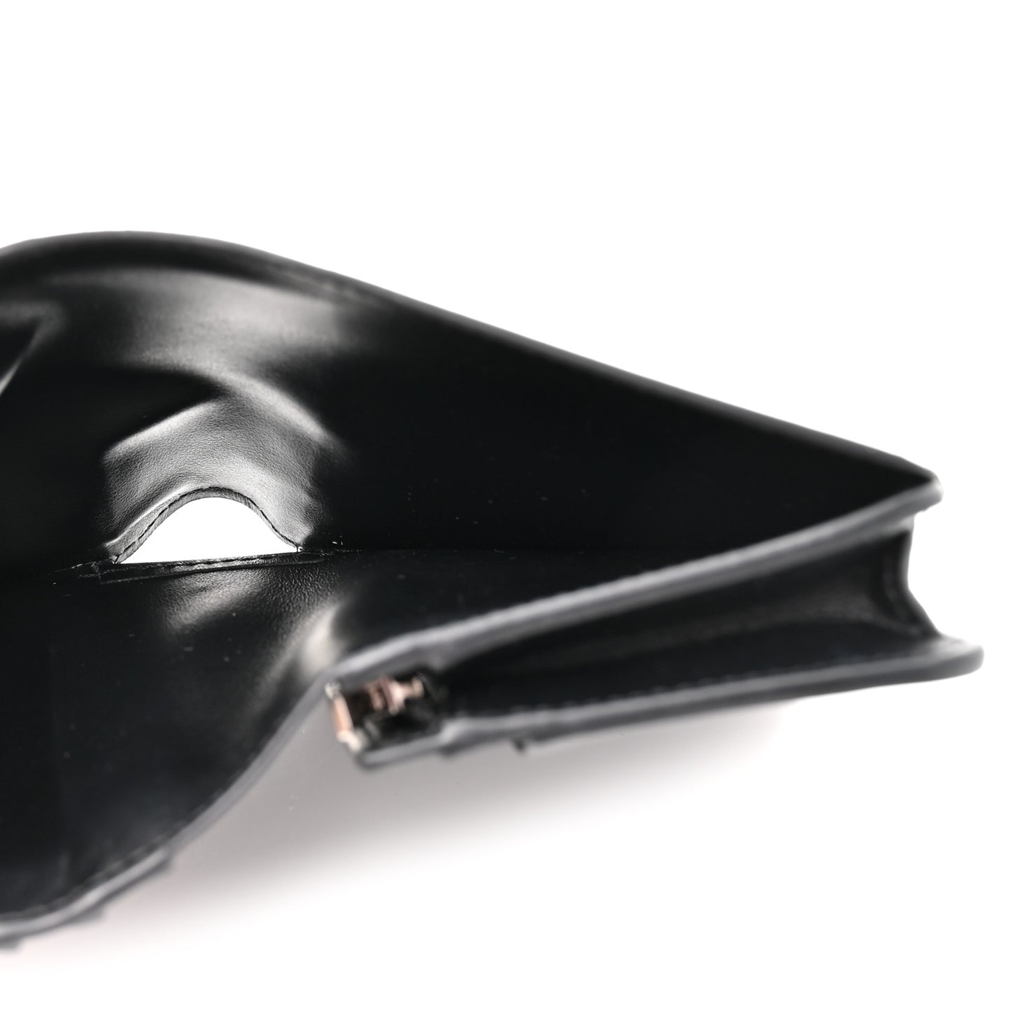 Shiny Calfskin Triomphe Compact Wallet Black